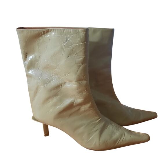 Miista London Womens Kelly Sand Pointed Toe Mid Calf Leather Lined Boots Size 38 - Picture 1 of 10